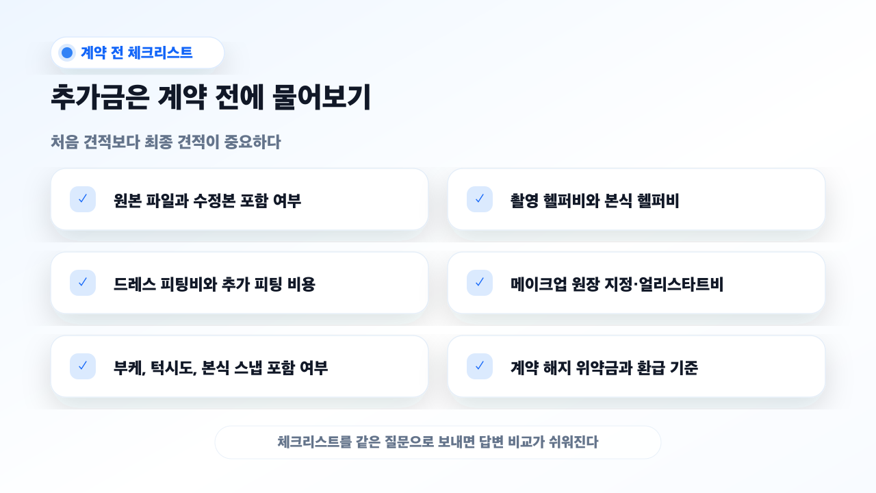 강남 스드메 계약 전 추가금 체크리스트