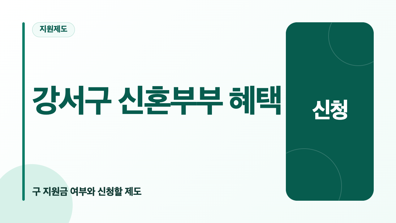 강서구 신혼부부가 확인할 구 지원금 여부와 서울시 및 보건소 지원제도