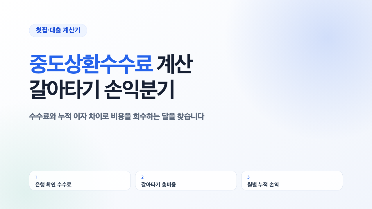 중도상환수수료와 누적 이자 차이로 주택담보대출 갈아타기 손익분기를 찾는 계산기