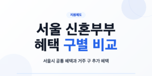 서울시 공통 혜택과 거주 구 추가 혜택을 비교하는 서울 신혼부부 혜택 안내