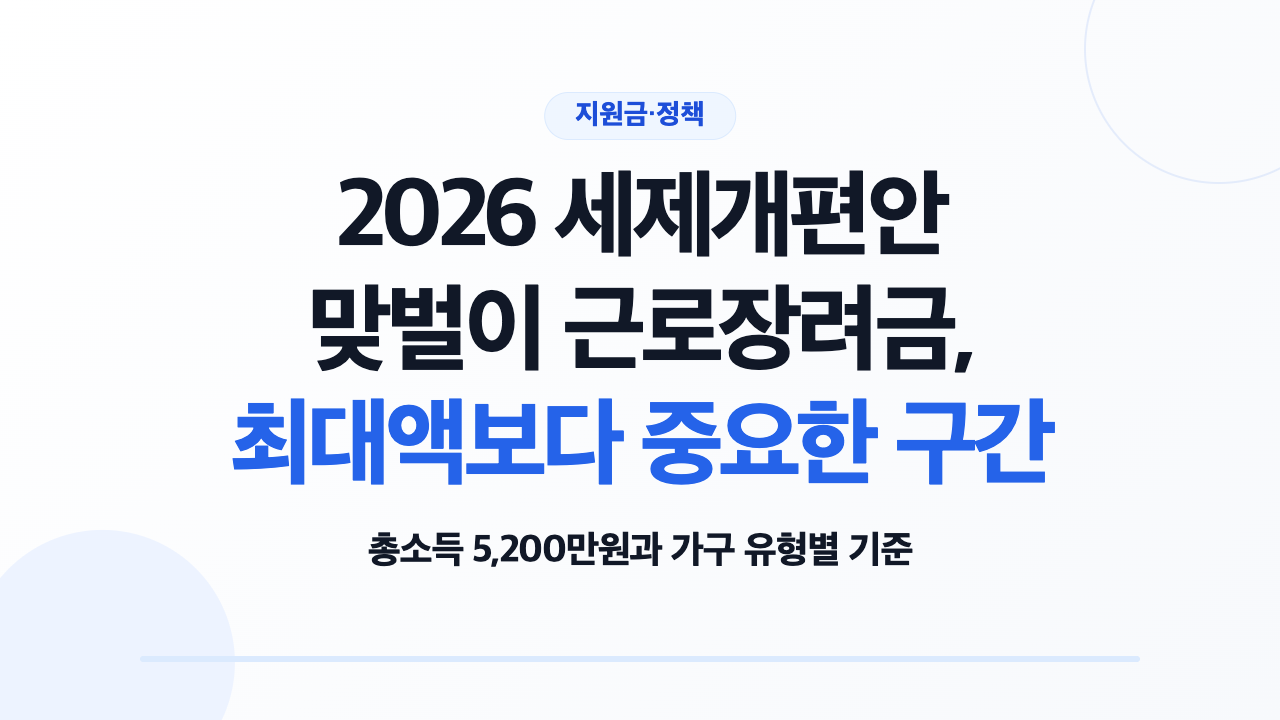 가구 유형별 근로장려금 소득 기준과 지급액을 확인하는 모습