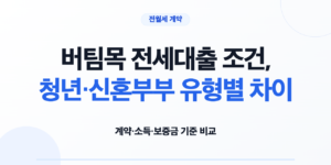 버팀목 전세대출 조건과 일반 청년 신혼부부 자격 비교