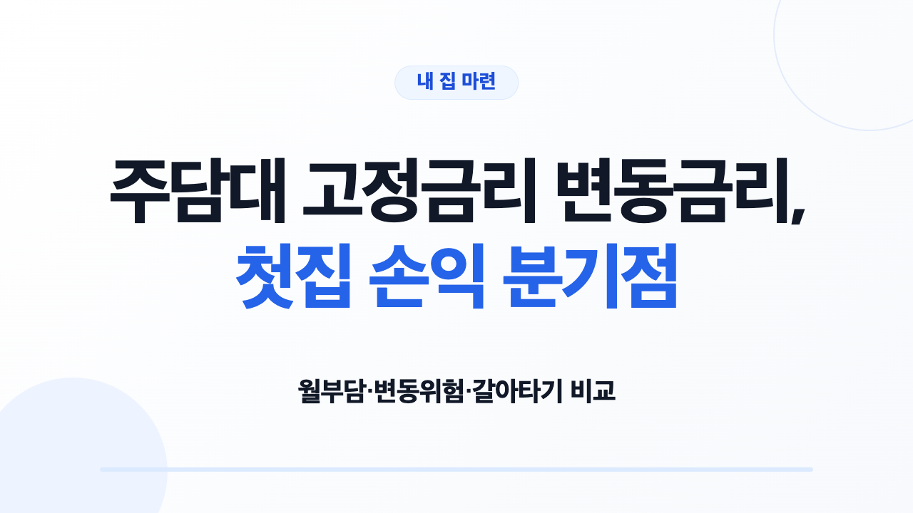 주담대 고정금리 변동금리, 첫집 손익 분기점
