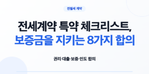 전세계약 특약에서 확인할 8가지 합의와 6개 기록 필드 체크리스트