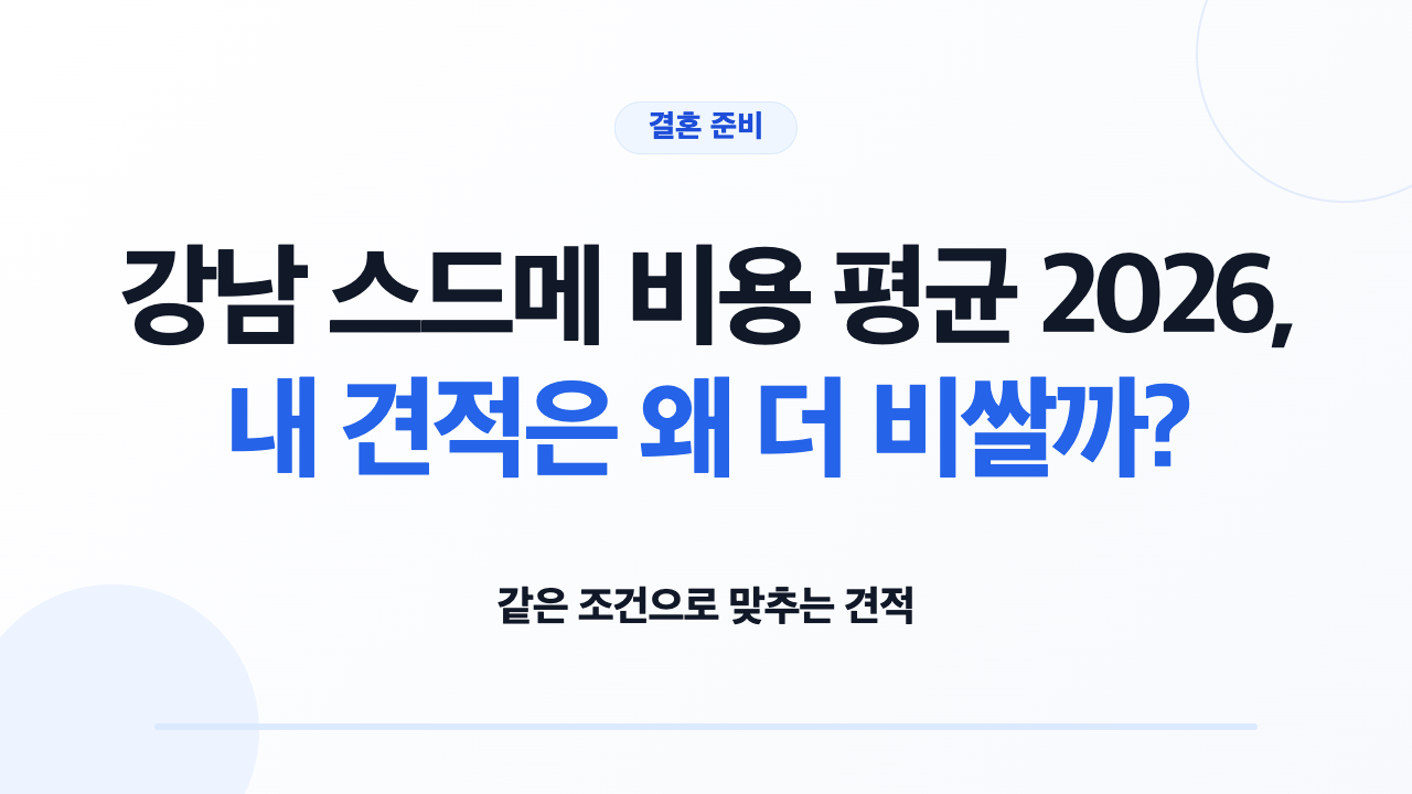 강남 스드메 비용 평균 2026, 내 견적은 왜 더 비쌀까? — 제목 안내
