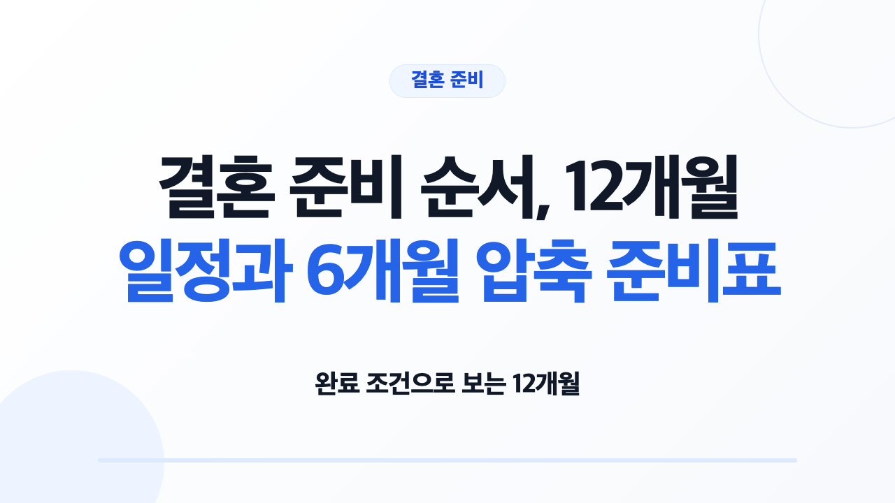 결혼 준비 순서, 12개월 일정과 6개월 압축 준비표 — 제목 안내